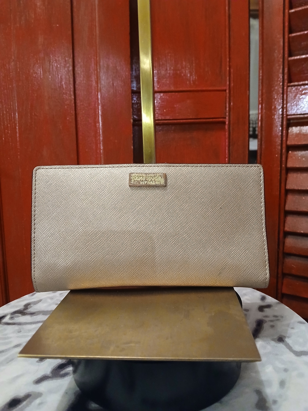 Kate Spade Metallic Gold Saffiano Leather Wallet